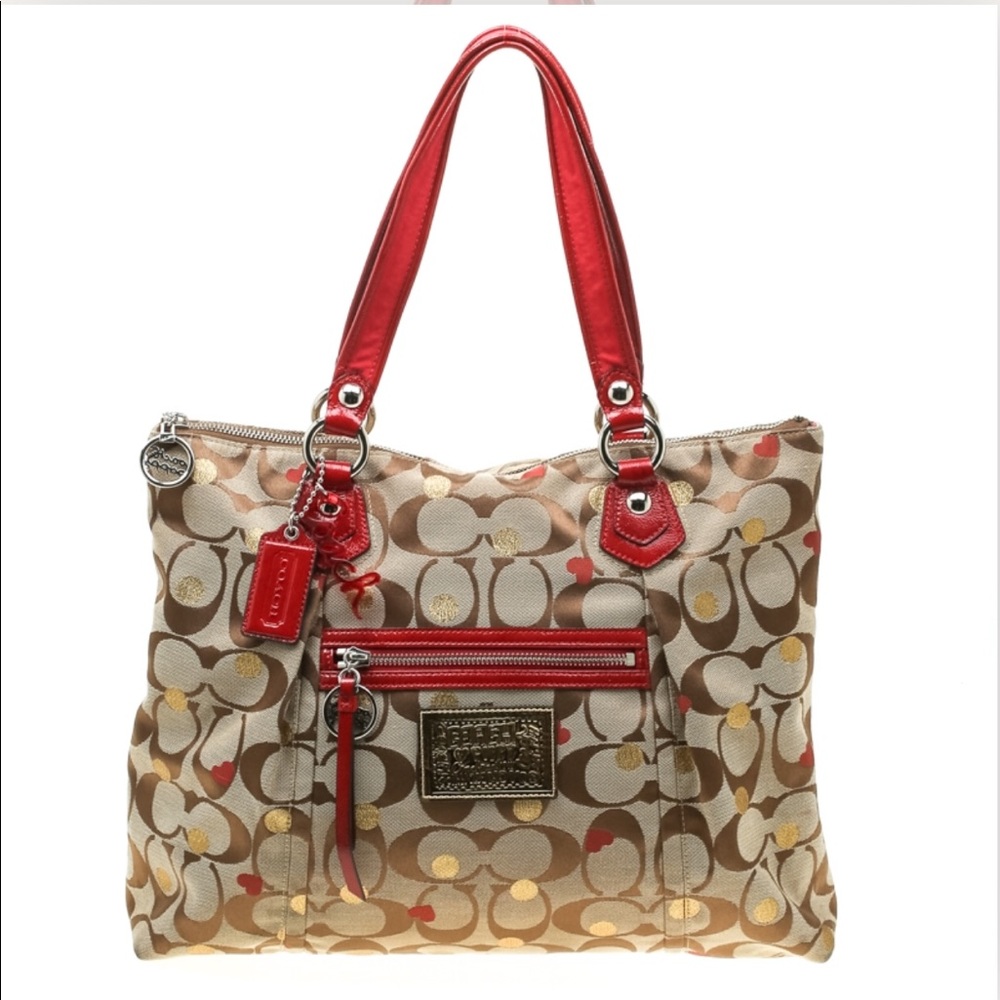 SOLD ♥️ Coach Poppy Signature Lurex Glam Tote ♥️
